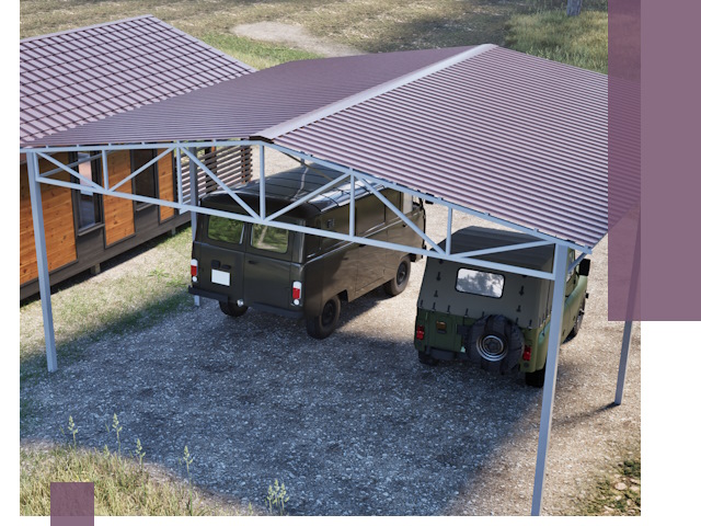 Двускатные навесы под ключ в Норильске — изготовление и монтаж